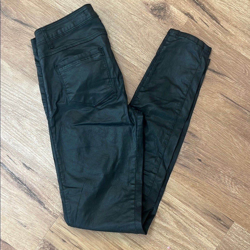 Zara premium denim collection, black coated jeans, size 4 Tall